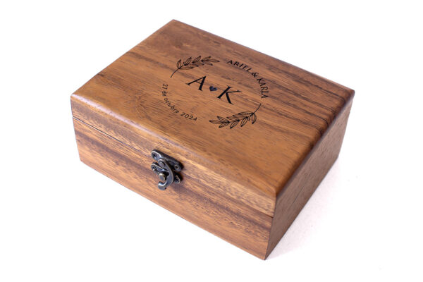 Caja Para Lazo De Boda Personalizado En Maderas Finas