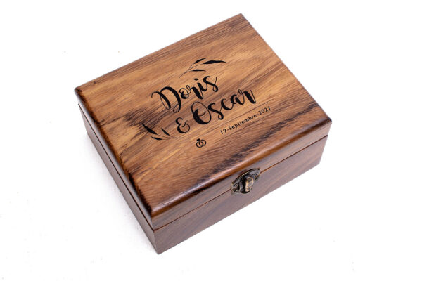 Caja Para Lazo De Boda Personalizado En Maderas Finas - Image 2