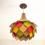 Lámpara de madera hojas colgante